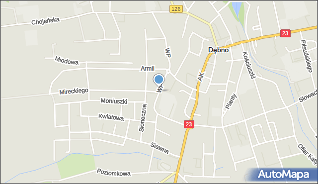 Dębno powiat myśliborski, Wojska Polskiego, mapa Dębno powiat myśliborski