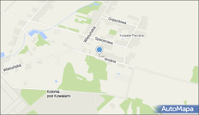 Kowale gmina Praszka, Wodna, mapa Kowale gmina Praszka