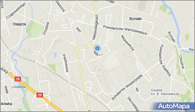 Krosno, Wojska Polskiego, mapa Krosna