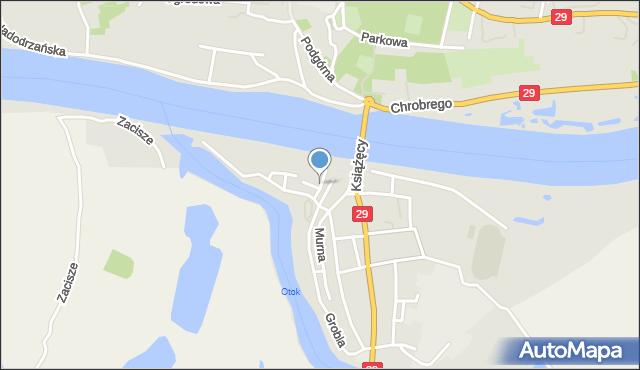 Krosno Odrzańskie, Wodna, mapa Krosno Odrzańskie