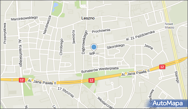 Leszno, Wojska Polskiego, mapa Leszno