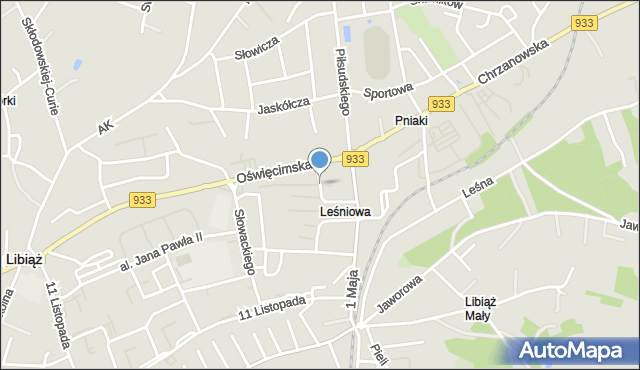 Libiąż, Wojska Polskiego, mapa Libiąż