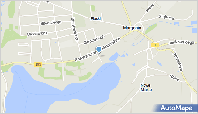 Margonin, Wodna, mapa Margonin