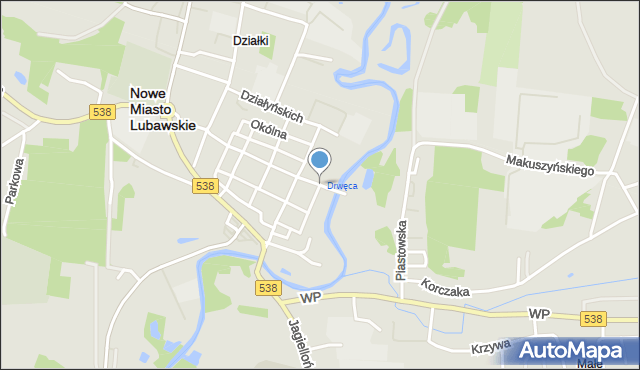 Nowe Miasto Lubawskie, Wodna, mapa Nowe Miasto Lubawskie
