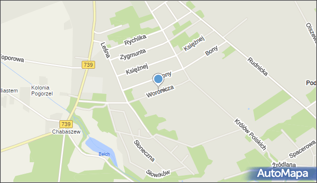 Osieck, Woronicza Jana Pawła, mapa Osieck