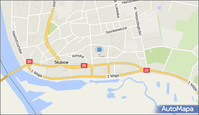 Słubice, Wodna, mapa Słubice