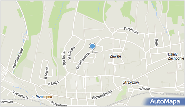 Strzyżów, Wołodyjowskiego Michała, mapa Strzyżów