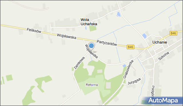 Uchanie, Wojsławska, mapa Uchanie