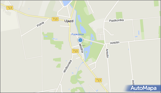 Ujazd powiat tomaszowski, Wodna, mapa Ujazd powiat tomaszowski