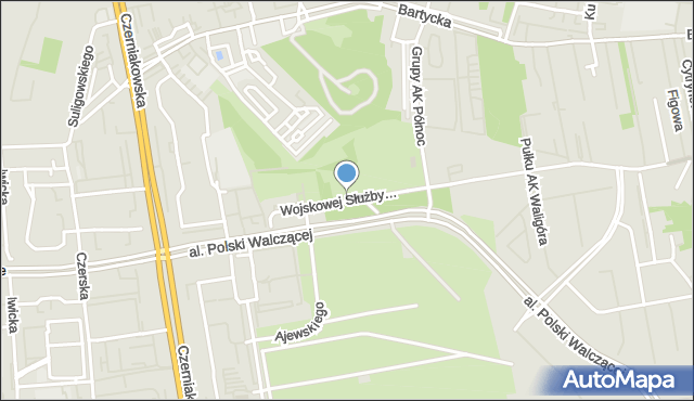 Warszawa, Wojskowej Służby Kobiet, mapa Warszawy