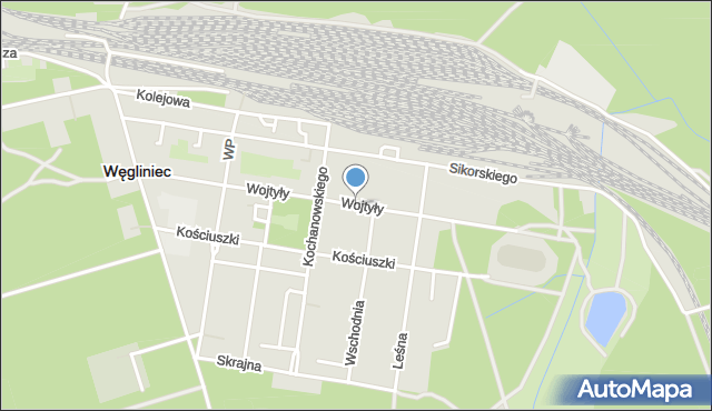 Węgliniec powiat zgorzelecki, Wojtyły Karola, mapa Węgliniec powiat zgorzelecki