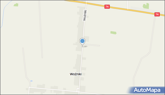 Woźniki gmina Wola Krzysztoporska, Woźniki, mapa Woźniki gmina Wola Krzysztoporska