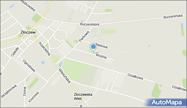 Złoczew, Wodna, mapa Złoczew