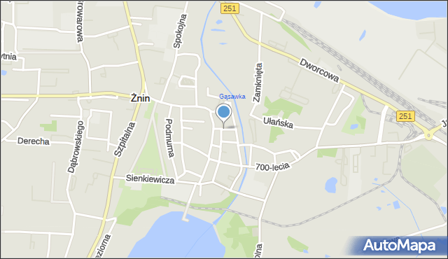 Żnin, Wodna, mapa Żnin