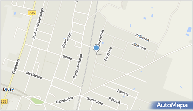 Brusy, Wrzosowa, mapa Brusy