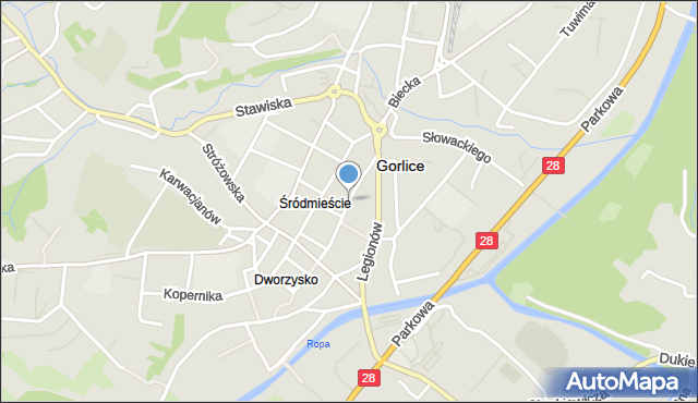 Gorlice, Wróblewskiego, mapa Gorlic