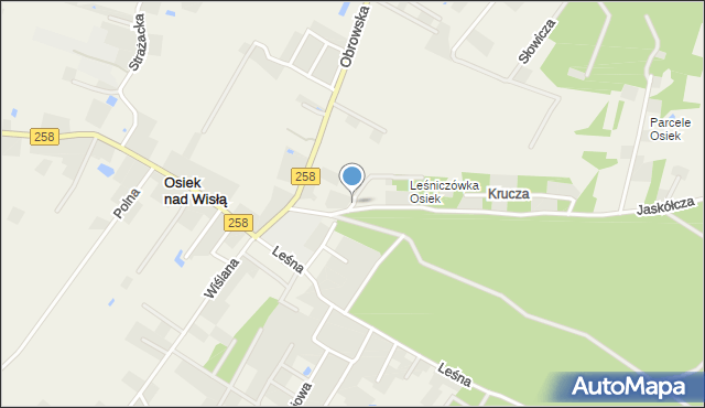 Osiek nad Wisłą, Wronia, mapa Osiek nad Wisłą