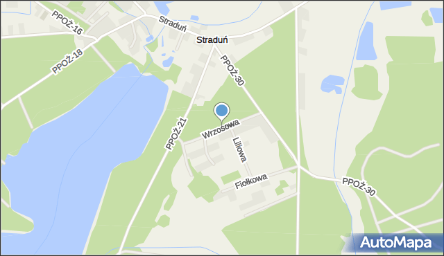 Straduń, Wrzosowa, mapa Straduń