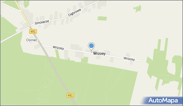 Wrzosy gmina Popów, Wrzosy, mapa Wrzosy gmina Popów