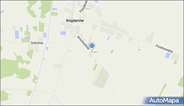 Bogdanów gmina Wola Krzysztoporska, Wschodnia, mapa Bogdanów gmina Wola Krzysztoporska