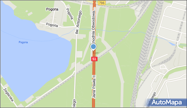 Dąbrowa Górnicza, Wschodnia Obwodowa GOP, mapa Dąbrowa Górnicza