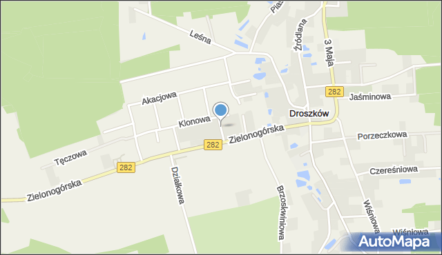 Droszków gmina Zabór, Wspólna, mapa Droszków gmina Zabór