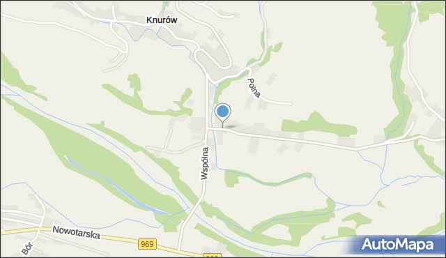 Knurów gmina Nowy Targ, Wspólna, mapa Knurów gmina Nowy Targ