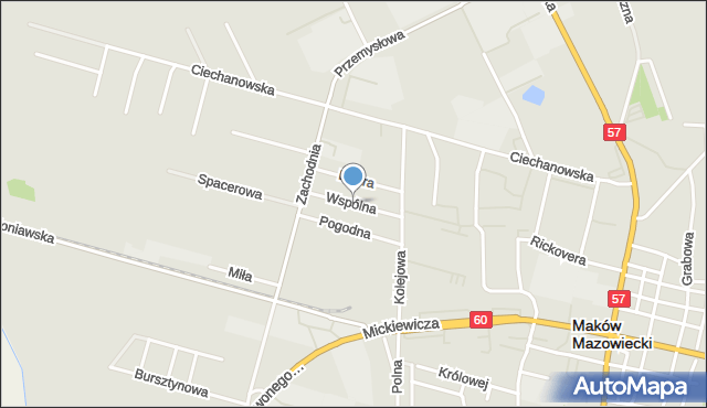 Maków Mazowiecki, Wspólna, mapa Maków Mazowiecki
