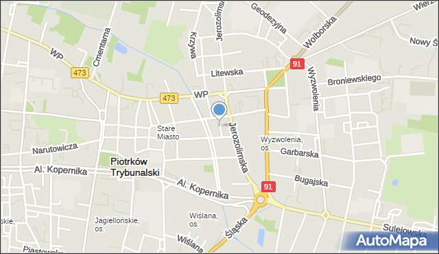 Piotrków Trybunalski, Wspólna, mapa Piotrków Trybunalski