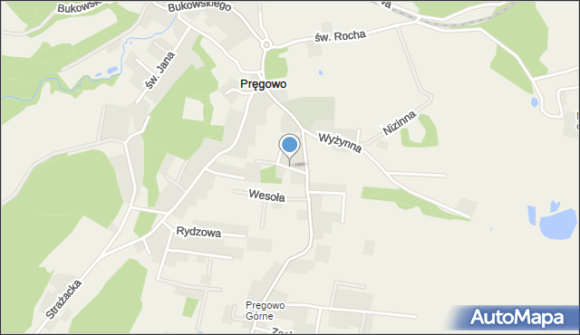 Pręgowo gmina Kolbudy, Wspólna, mapa Pręgowo gmina Kolbudy