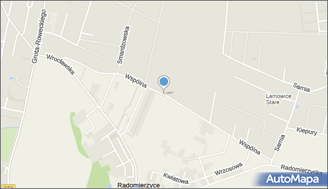 Radomierzyce gmina Siechnice, Wspólna, mapa Radomierzyce gmina Siechnice