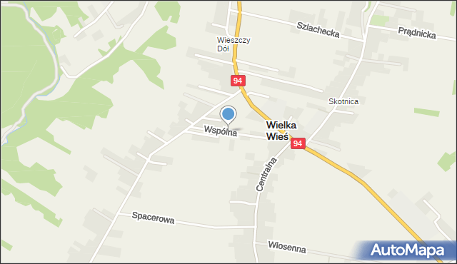 Wielka Wieś powiat krakowski, Wspólna, mapa Wielka Wieś powiat krakowski