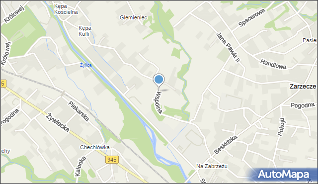 Zarzecze gmina Łodygowice, Wspólna, mapa Zarzecze gmina Łodygowice