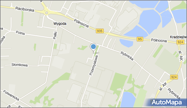 Żory, Wspólna, mapa Żor
