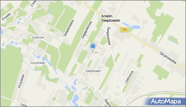 Anielin Swędowski, Wypoczynkowa, mapa Anielin Swędowski