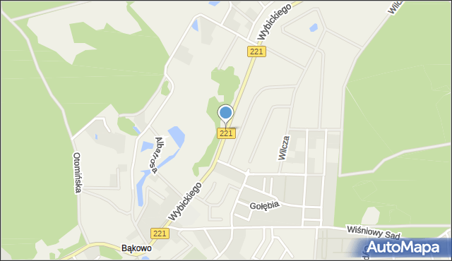 Bąkowo gmina Kolbudy, Wybickiego Józefa, gen., mapa Bąkowo gmina Kolbudy