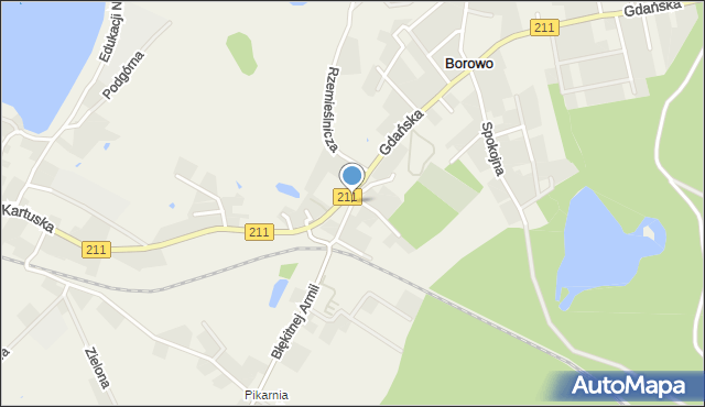 Borowo gmina Kartuzy, Wyzwolenia, mapa Borowo gmina Kartuzy