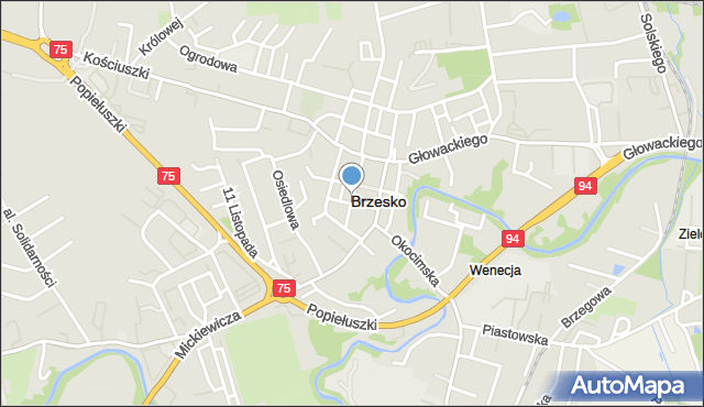 Brzesko, Wyszyńskiego Stefana, ks. kard., mapa Brzesko