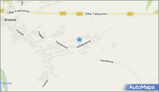 Brzeźce gmina Pszczyna, Wyzwolenia, mapa Brzeźce gmina Pszczyna