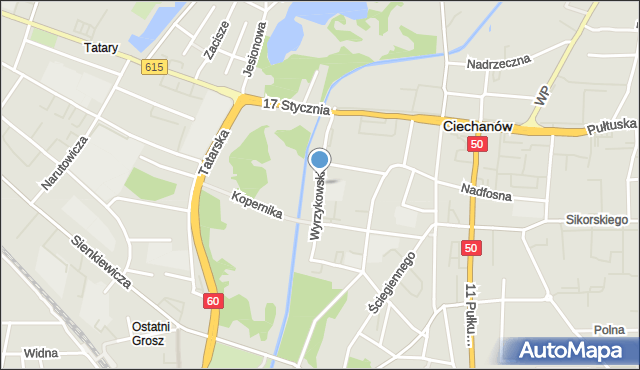 Ciechanów, Wyrzykowskiego Tadeusza, mapa Ciechanów