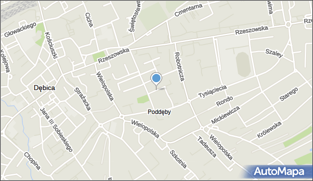 Dębica, Wyrobka, mapa Dębicy