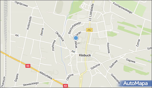 Kłobuck, Wyszyńskiego Stefana, ks. kard., mapa Kłobuck