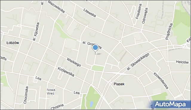 Kraków, Wyspiańskiego Stanisława, mapa Krakowa