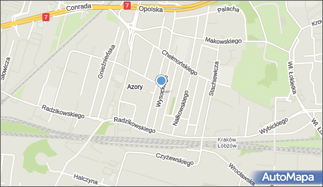 Kraków, Wysockiego Piotra, mapa Krakowa