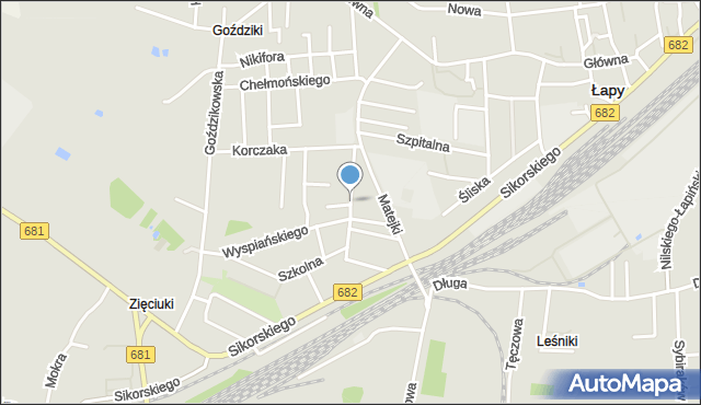 Łapy, Wyszyńskiego Stefana, ks. kard., mapa Łapy
