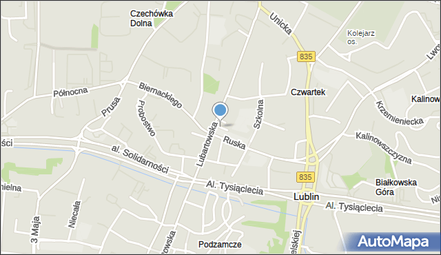 Lublin, Wysoka, mapa Lublina