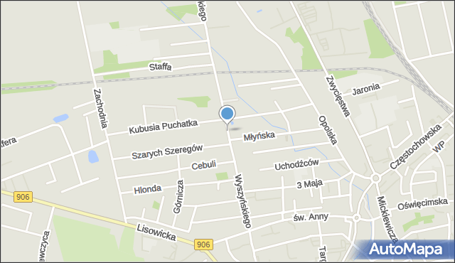 Lubliniec, Wyszyńskiego Stefana, ks. kard., mapa Lubliniec