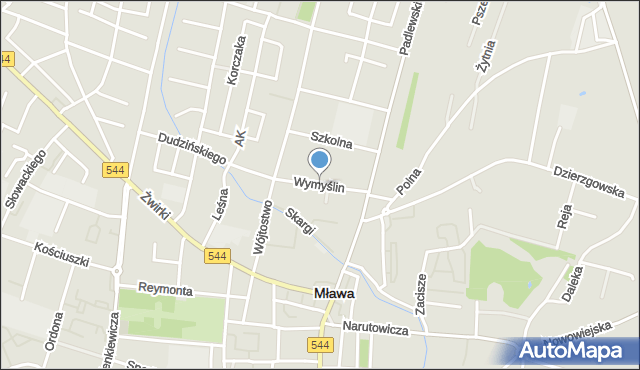 Mława, Wymyślin, mapa Mława