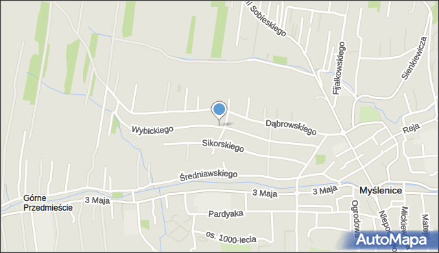 Myślenice, Wybickiego Józefa, gen., mapa Myślenice