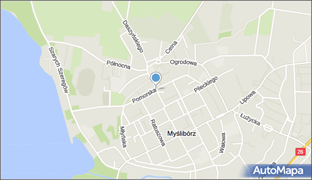 Myślibórz, Wyszyńskiego Stefana, ks. kard., mapa Myślibórz